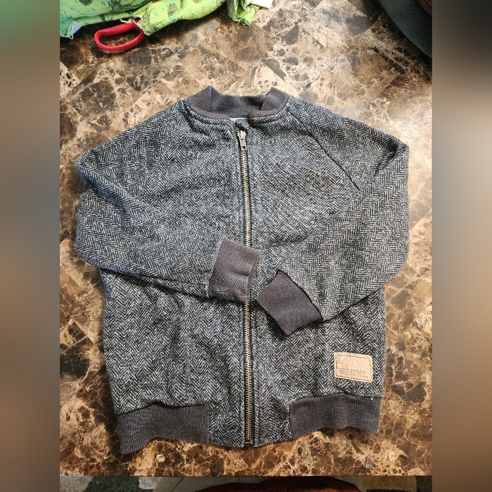 BB- Gray Herringbone Zip-Up Jacket